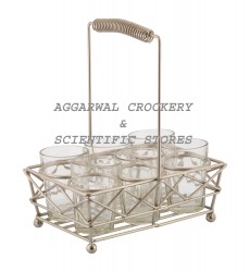 Glass Holder Silver with 6 Glasses 