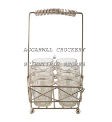 Glass Holder Silver with 6 Glasses 