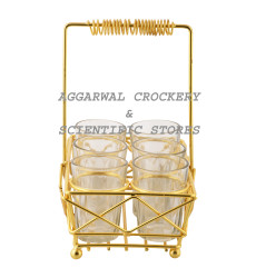 Glass Holder Yellow with 6 Glasses